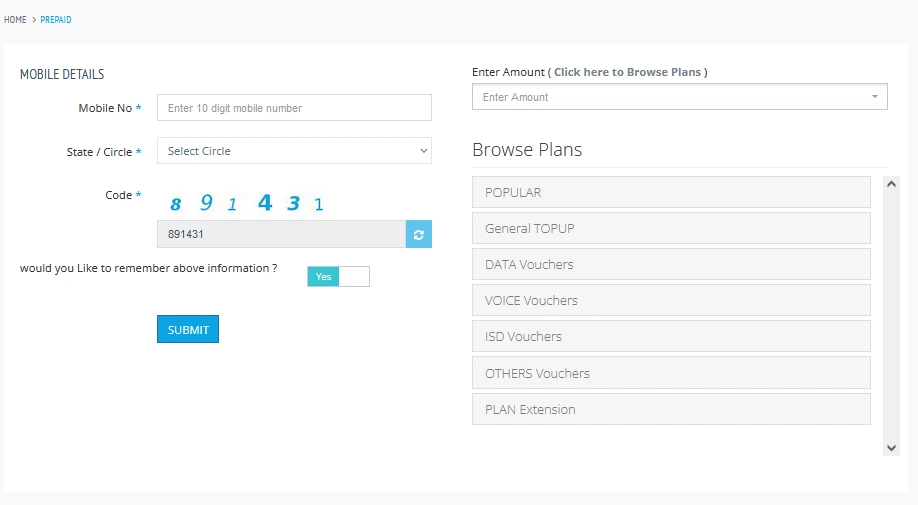 BSNL Quick Recharge Portal